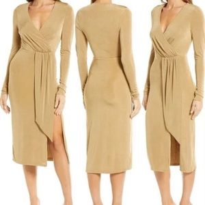Good American gold wrap dress